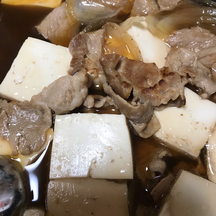 豚肉で肉豆腐